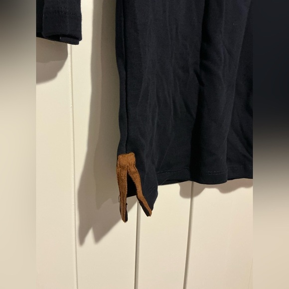 Ralph Lauren Black Top with Brown V-Neck - Picture 6 of 7